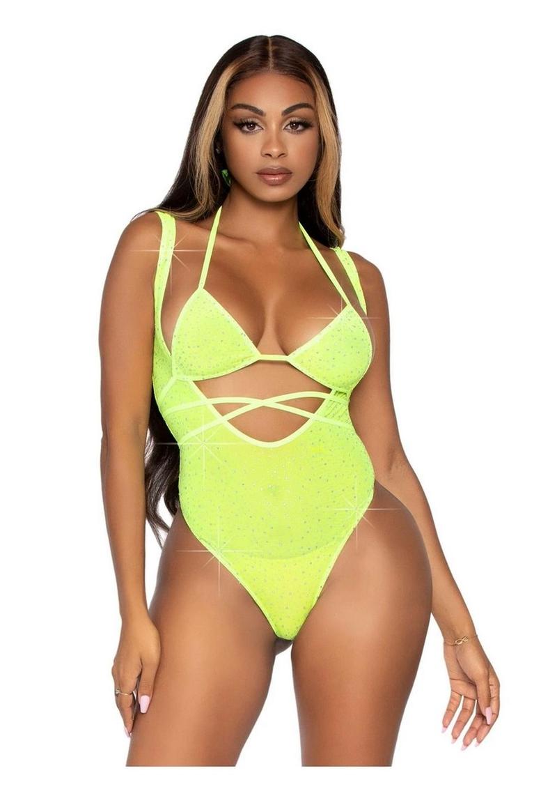 Rhinestone Mesh Wrap-Around Bikini Top
