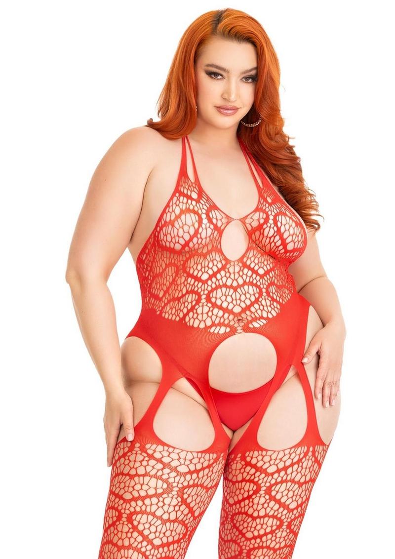 Leg Avenue Seamless Heart Net Suspender Bodystocking