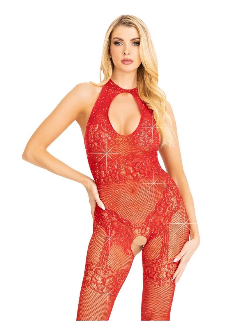 Leg Avenue Seamless Rhinestone embellishments Fishnet Bodystocking