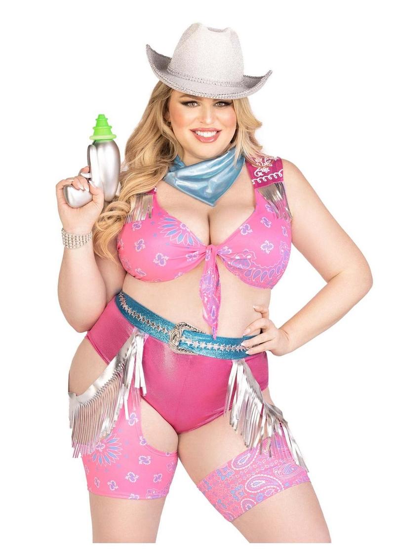 Plus Size Space Cowgirl Costume With Fringe Set