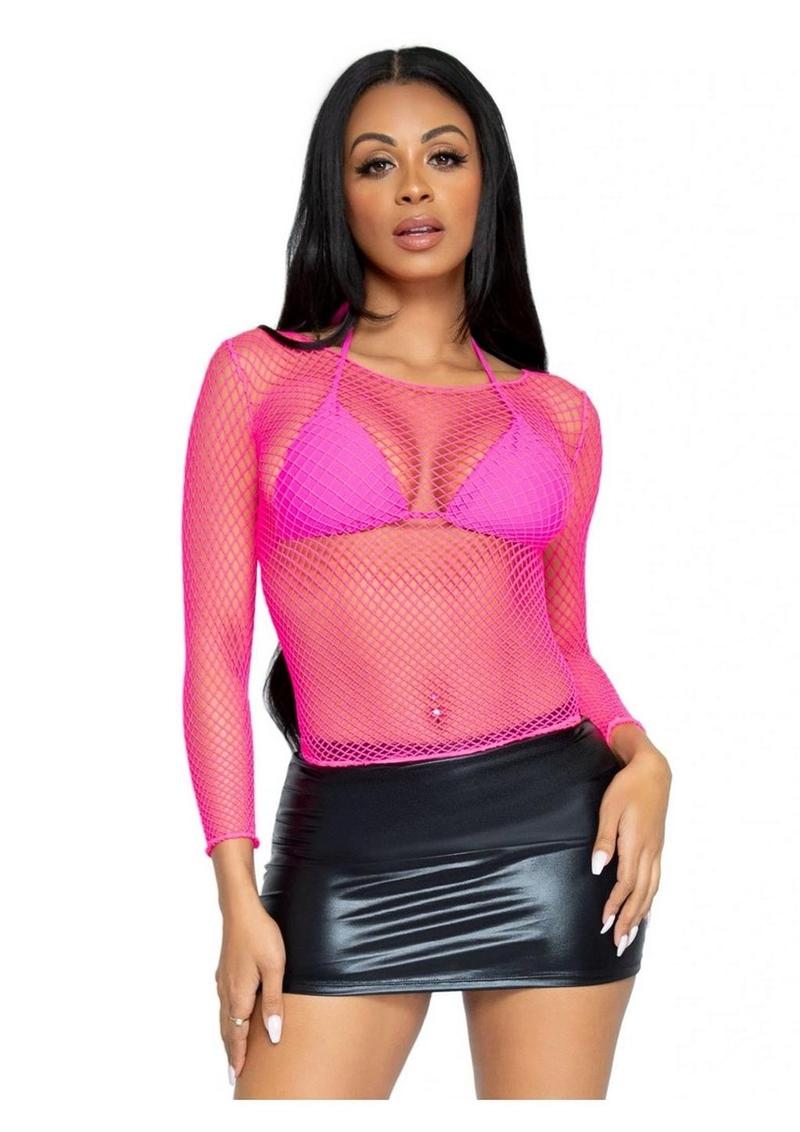 Leg Avenue Spandex Long-Sleeved Industrial Net Shirt