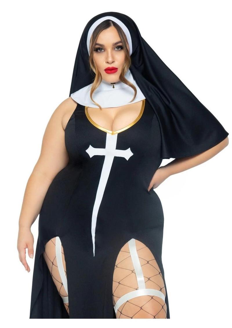 Sultry Sinner Dual Slit Garter Dress
