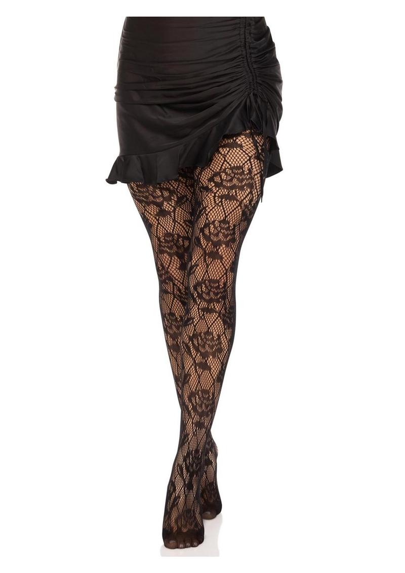 Leg Avenue Wild Rose Net Tights