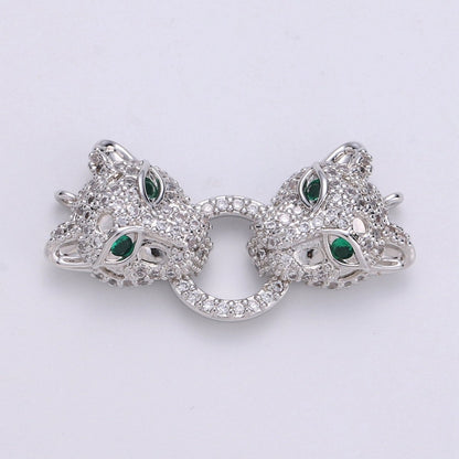 Leopard Charms Bracelet Connector Gold Silver Link Connector Animal Jewelry Supplies Component Curved for Bracelet Component F-446 F-447