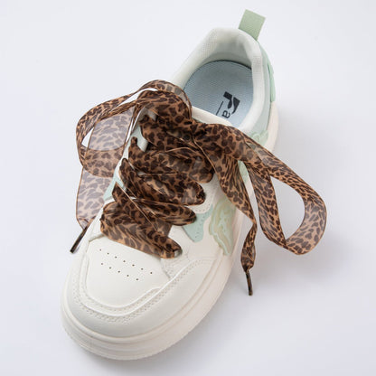 Leopard Print Sheer Chiffon Fabric Ribbon Shoelaces | WB00305 - WB00308