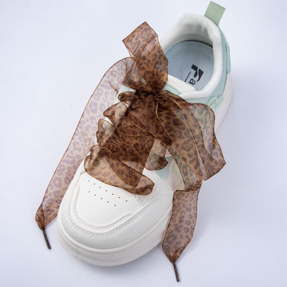 Leopard Print Sheer Chiffon Fabric Ribbon Shoelaces | WB00305 - WB00308