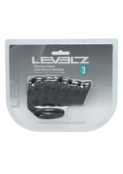 Levelz Vibrating Ribbed Cock Sleeve and Ball Ring