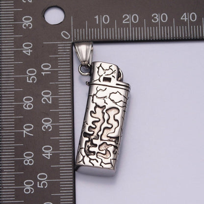 Lighter Pendant Necklace, Silver Lighter Charm Necklace for Men Jewelry X-640