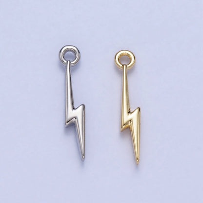 Lightning Bolt Storm Thunder Mini Charm in Gold &amp; Silver | AC-052