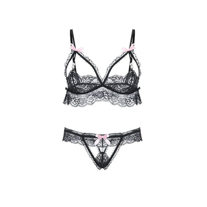 Gothic Lace Bow Lingerie Set