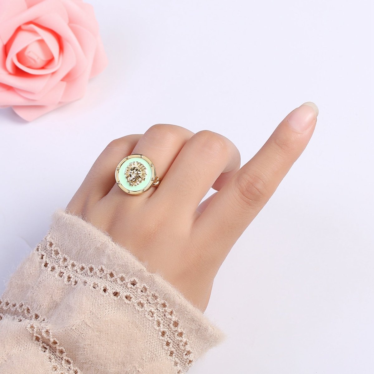 Lion ring, trendy ring, Enamel Leo ring, Adjustable Open Ring Lion King ring Open Adjustable U-055~U-059