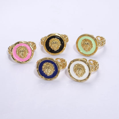 Lion ring, trendy ring, Enamel Leo ring, Adjustable Open Ring Lion King ring Open Adjustable U-055~U-059