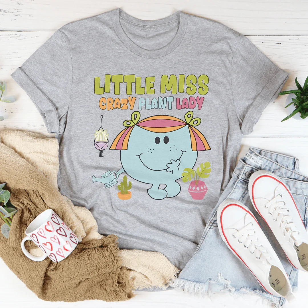Cute Botanical Greenery Graphic Top – "Little Miss Crazy Plant Lady"
