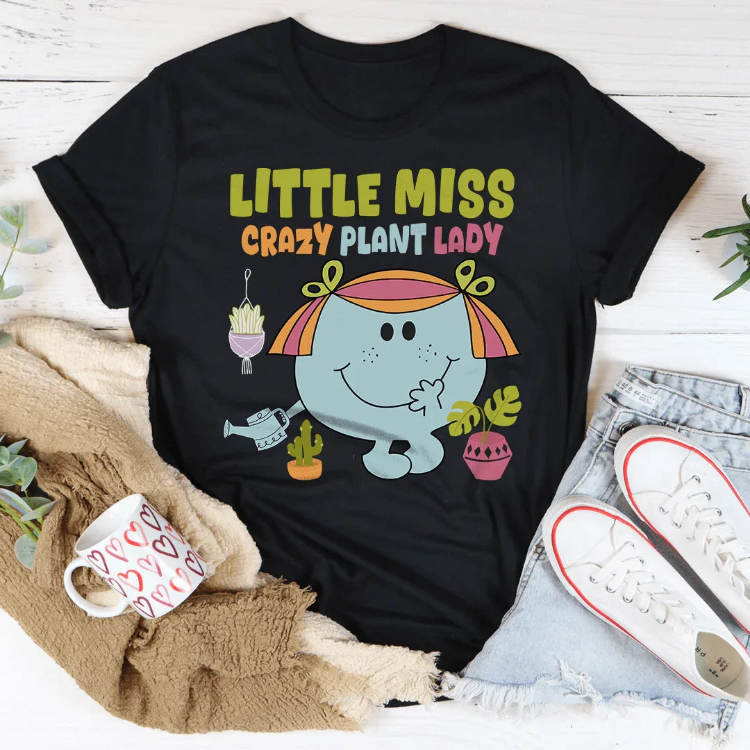 Cute Botanical Greenery Graphic Top – "Little Miss Crazy Plant Lady"