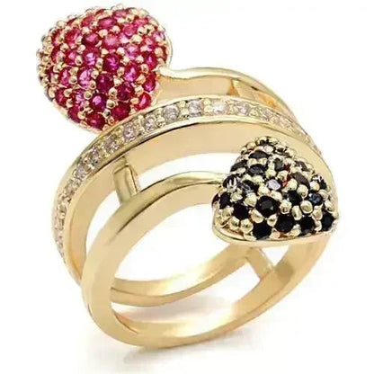 Imitation Gold Brass Ring – Ruby Synthetic Garnet Statement Piece