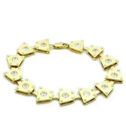 LO2002 - Matte Gold &amp; Gold Brass Bracelet with AAA Grade CZ  in Clear
