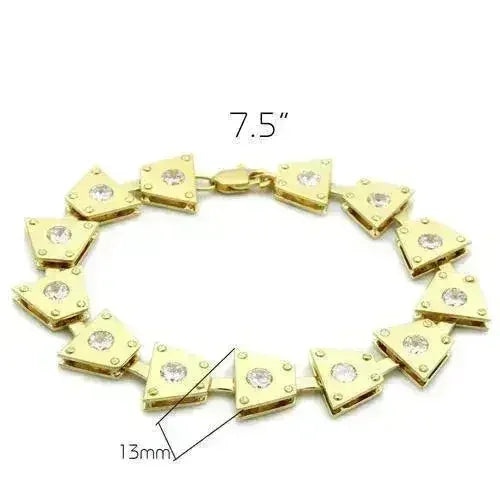LO2002 - Matte Gold &amp; Gold Brass Bracelet with AAA Grade CZ  in Clear