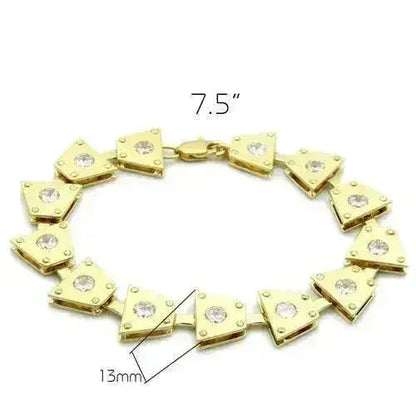 LO2002 - Matte Gold &amp; Gold Brass Bracelet with AAA Grade CZ  in Clear