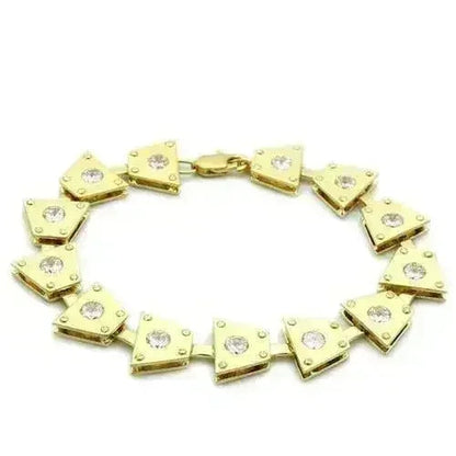 LO2002 - Matte Gold &amp; Gold Brass Bracelet with AAA Grade CZ  in Clear