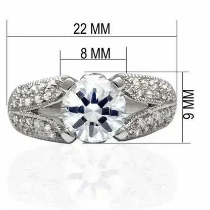 LO2077 - Rhodium Brass Ring with AAA Grade CZ  in Clear