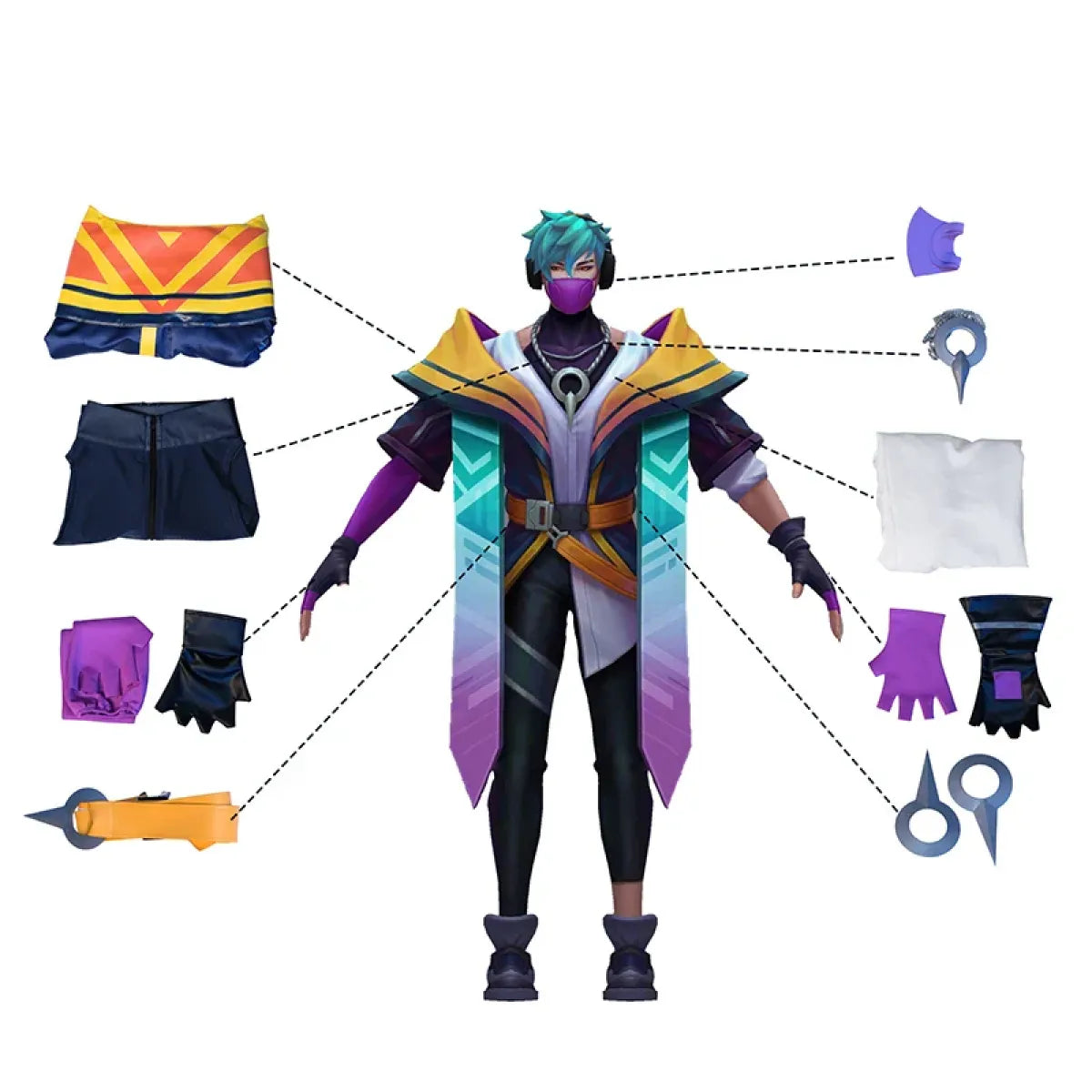 LOL Heartsteel Aphelios Cosplay Outfit - Complete Set with Mask