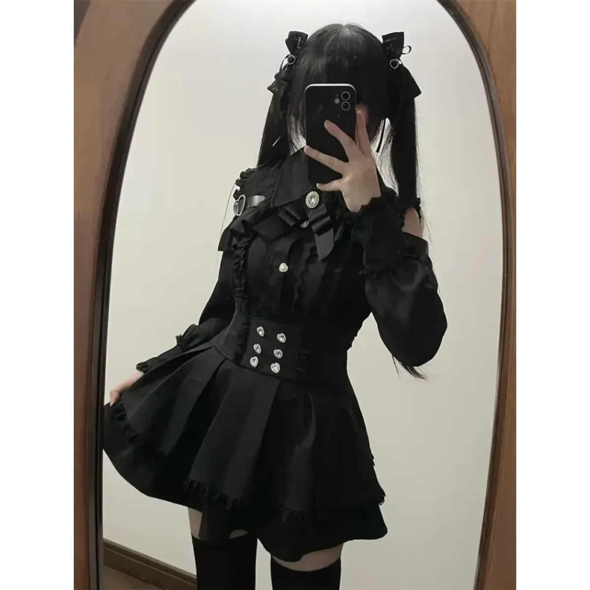 Lolita Harajuku Set – Lace Blouse &amp; High Waist Skirt