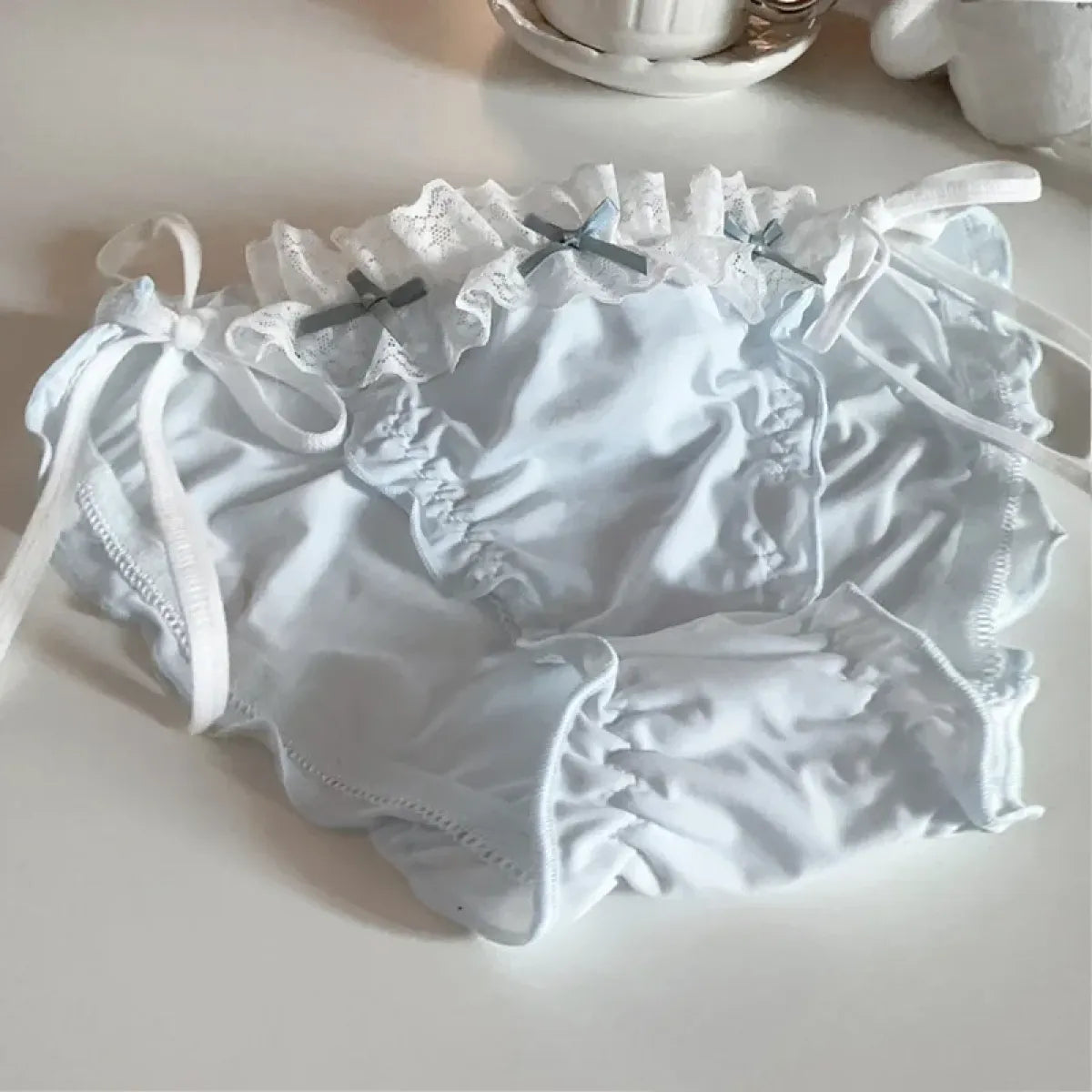 Lolita Ruffle Lace-Up Panties – Cute Low Waist Cotton Briefs