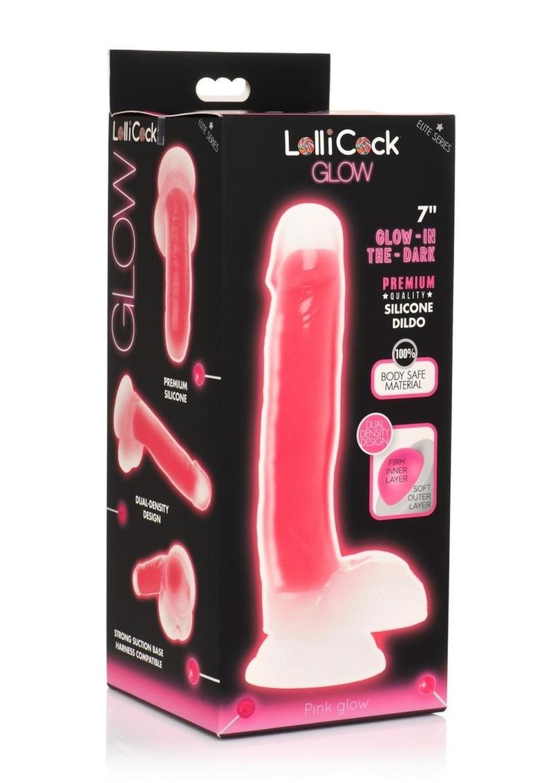 LolliCock Glow Dual-Density Silicone Glow-in-the-Dark Dildo with Balls