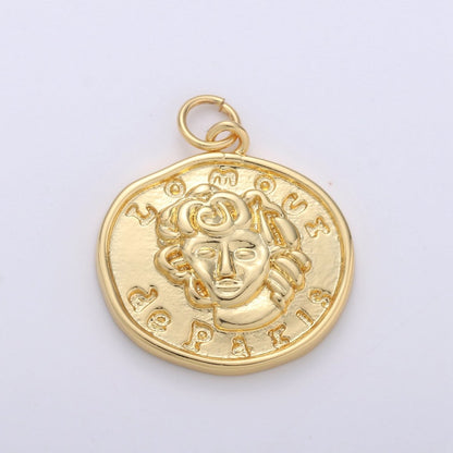 Lomoui de Paris Gold Rustic Coin Gold Filled Charm - D-514