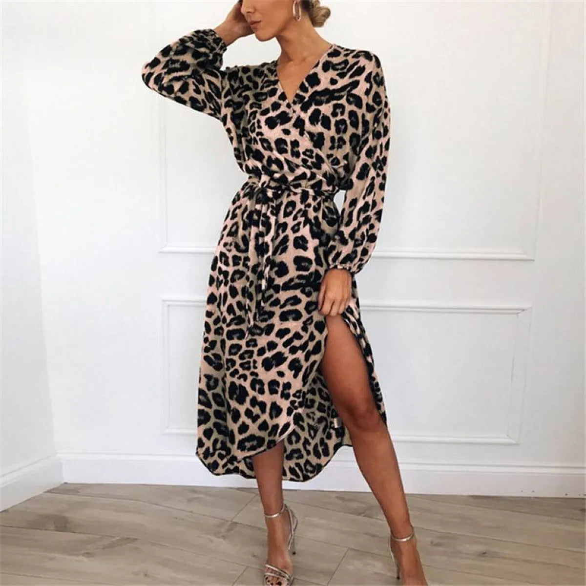 Long Leopard Printed Dress