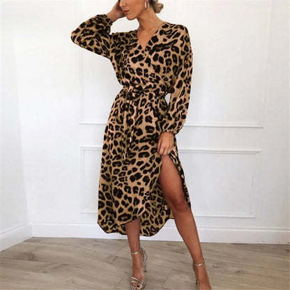 Long Leopard Printed Dress