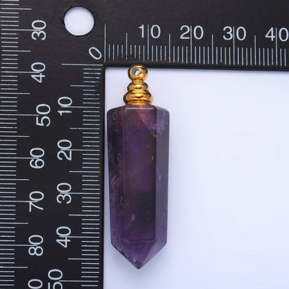 Long Pointed Crystal Vial Perfume Bottle Charm Rose Quartz Amethyst Aventurine Gemstone Essential Oil Bottle Pendant