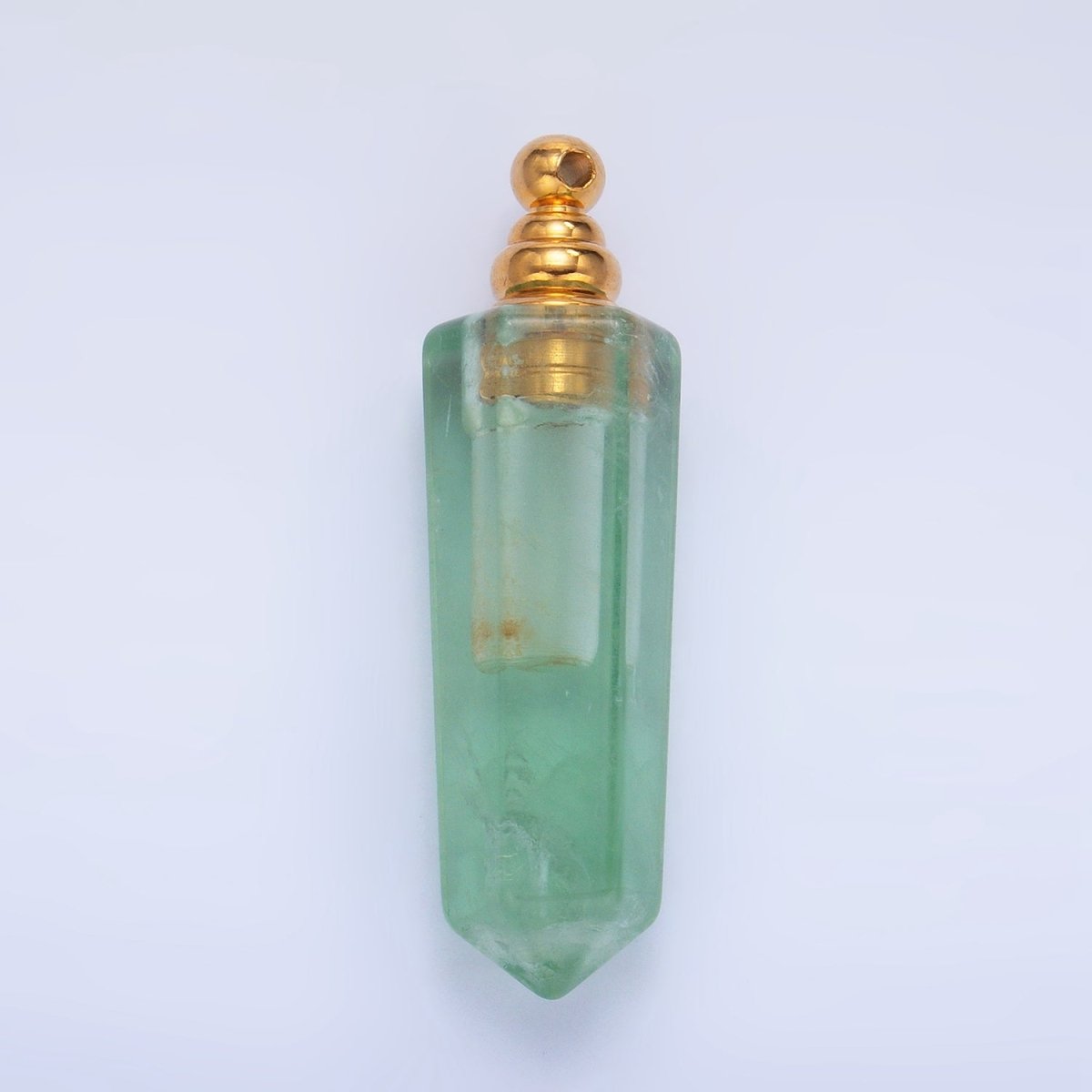 Long Pointed Crystal Vial Perfume Bottle Charm Rose Quartz Amethyst Aventurine Gemstone Essential Oil Bottle Pendant