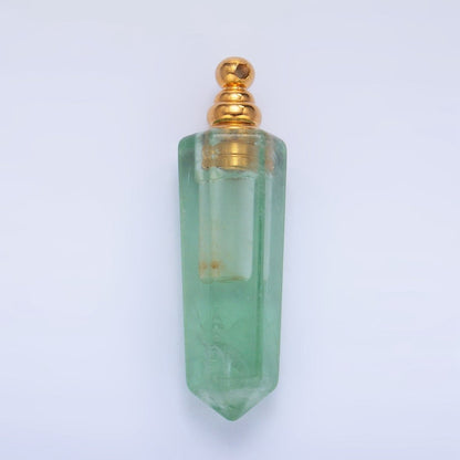 Long Pointed Crystal Vial Perfume Bottle Charm Rose Quartz Amethyst Aventurine Gemstone Essential Oil Bottle Pendant