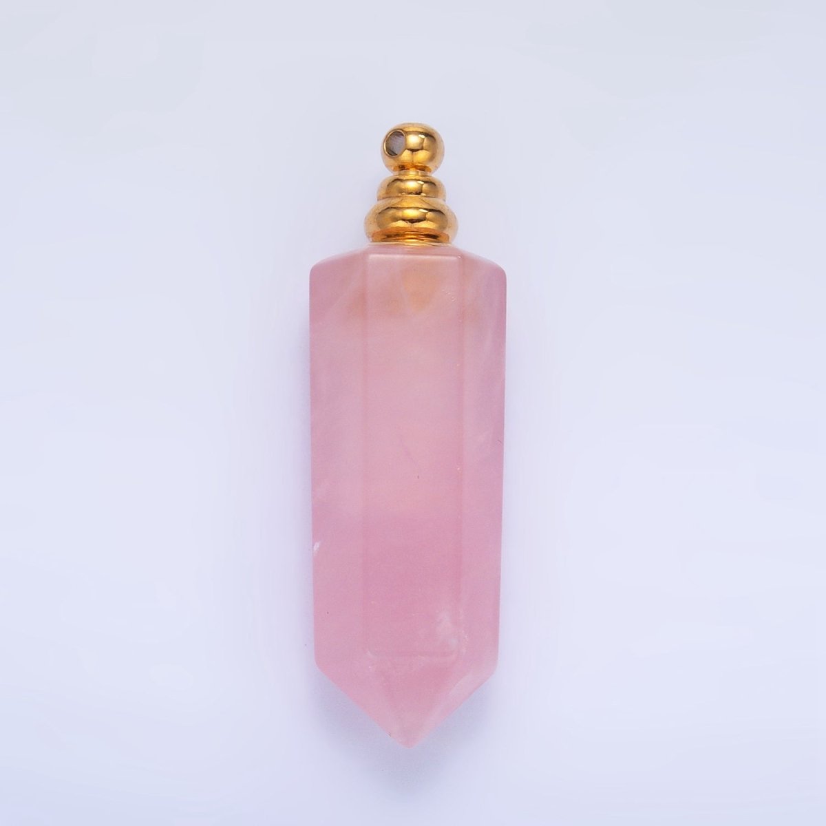 Long Pointed Crystal Vial Perfume Bottle Charm Rose Quartz Amethyst Aventurine Gemstone Essential Oil Bottle Pendant