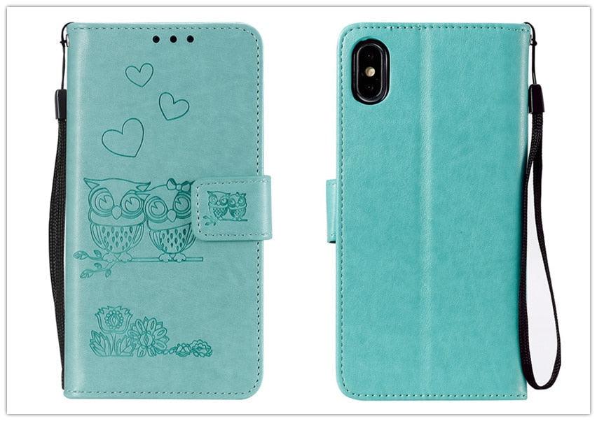 Love Couple Leather Case For iPhone 12 11 Pro  mini Phone Flip Wallet Soft Cover Shockproof Floral Cute Modern Leather Wallet Phone Case For iPhone