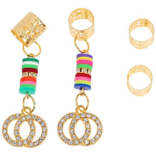 LQQKS Hair Braid Ring &amp; Braid Tube Set, 4-Piece Pack