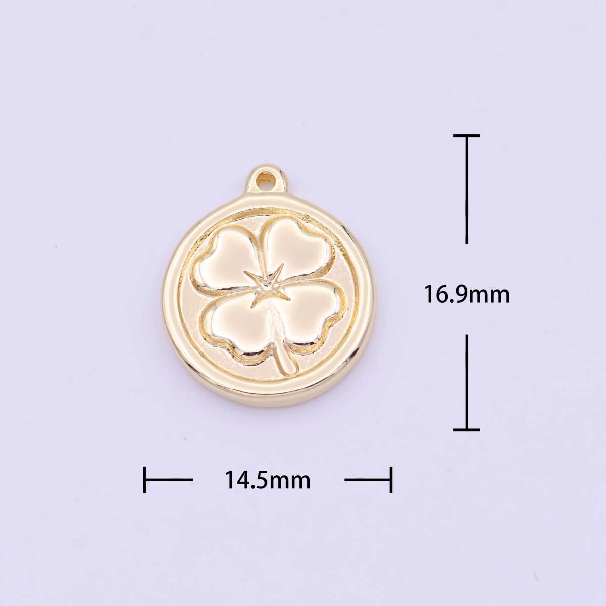 Lucky Clover Quatrefoil Coin Charm in Gold &amp; Silver |  D-453