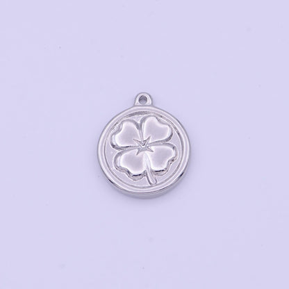Lucky Clover Quatrefoil Coin Charm in Gold &amp; Silver |  D-453