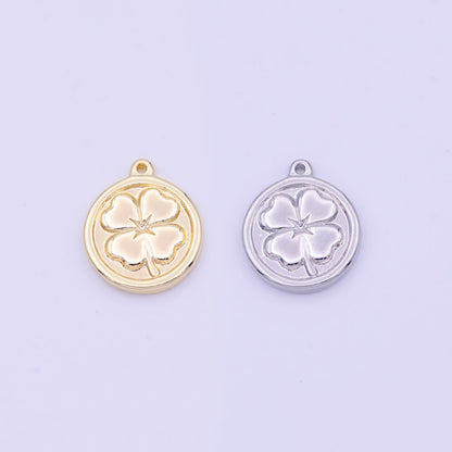 Lucky Clover Quatrefoil Coin Charm in Gold &amp; Silver |  D-453