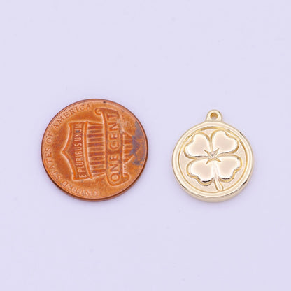 Lucky Clover Quatrefoil Coin Charm in Gold &amp; Silver |  D-453