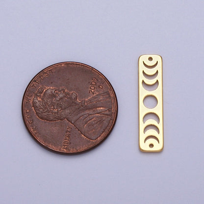 Lunar Crescent Moon Phases Celestial Bar Connector in Gold &amp; Silver | AC054