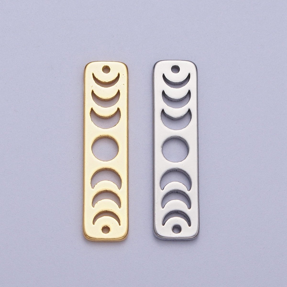 Lunar Crescent Moon Phases Celestial Bar Connector in Gold &amp; Silver | AC054