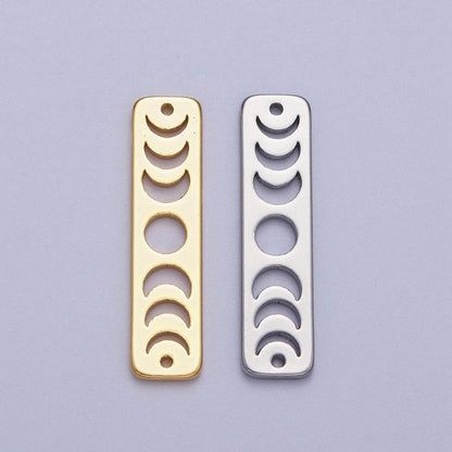 Lunar Crescent Moon Phases Celestial Bar Connector in Gold &amp; Silver | AC054