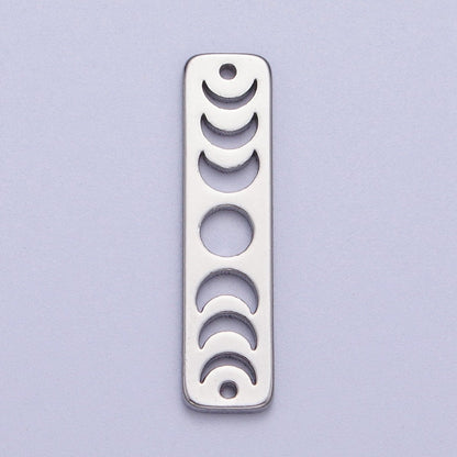 Lunar Crescent Moon Phases Celestial Bar Connector in Gold &amp; Silver | AC054