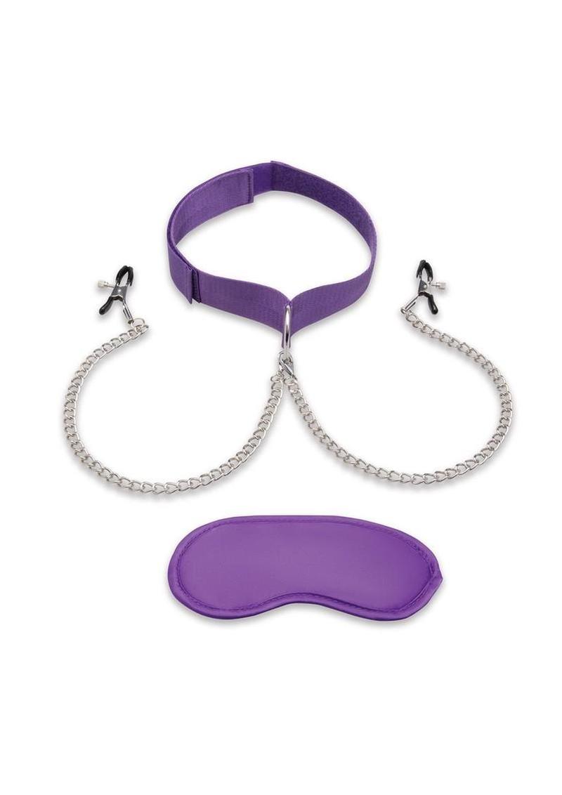 Lux Fetish Collar and Nipple Clamps Set
