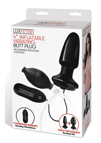 LuxFetish 4 Inch Inflatable Vibrating Butt Plug With Remote