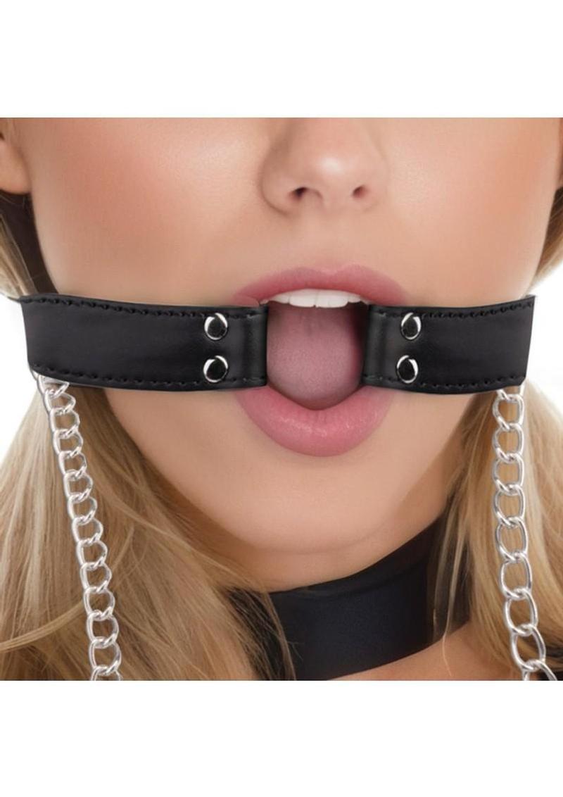 Lux Fetish Open Mouth Gag with Nipple Clips