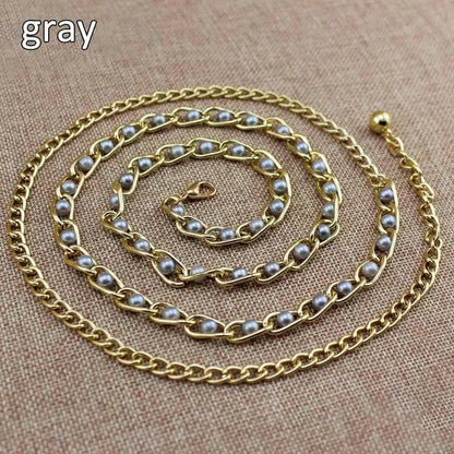 Luxurious Metal Adjustable Thin Strap Body Link Belts For Women Fashion Long Tassel Belly Metal Chain Waistbands For Women