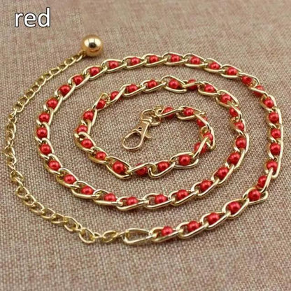 Luxurious Metal Adjustable Thin Strap Body Link Belts For Women Fashion Long Tassel Belly Metal Chain Waistbands For Women